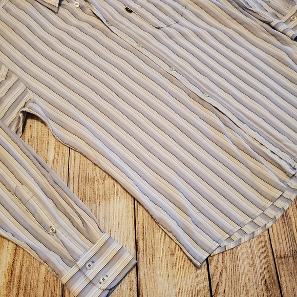 VTG Marlboro classics Blue White Yellow Button Down Shirt L - Picture 3 of 12